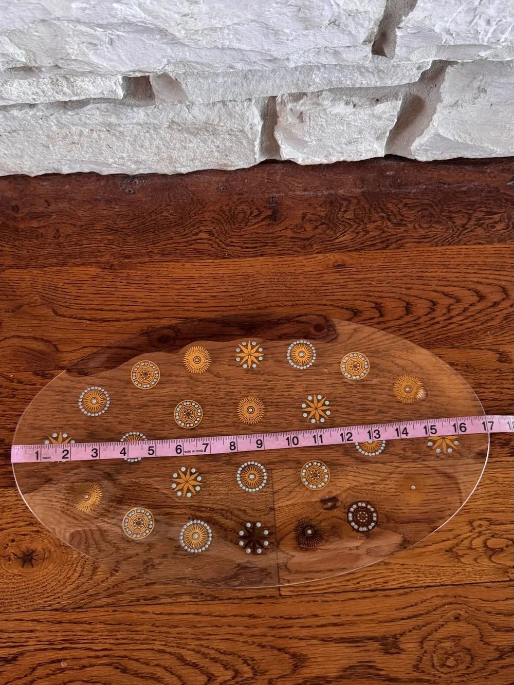 Mid Century Modern Glass Over Starburst Platter